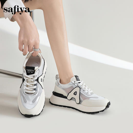 Safiya/索菲娅2024春潮流拼接轻便网面透气厚底阿甘运动鞋 SF41112432 商品图2