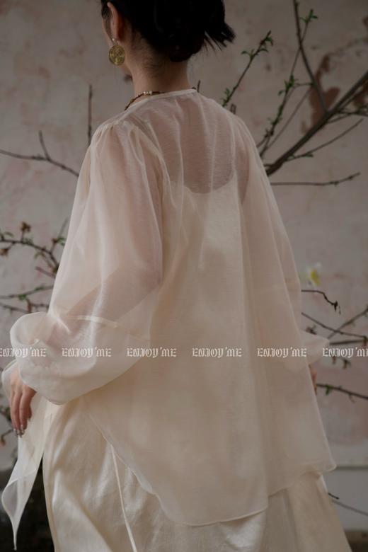 【门店同款】ENJOY夏季云敛-银装素裹系带衬衫 157309461 商品图9