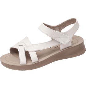 信诺 真皮舒适女鞋 2024新款夏季平底中老年凉鞋软底防滑妈妈鞋子L618-1