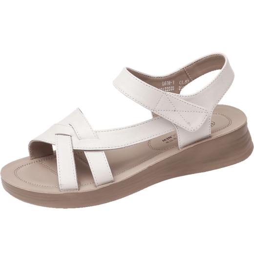 信诺 真皮舒适女鞋 2024新款夏季平底中老年凉鞋软底防滑妈妈鞋子L618-1 商品图0