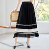 春夏新款桑蚕丝拼色优雅半身裙LS42496162 商品缩略图1