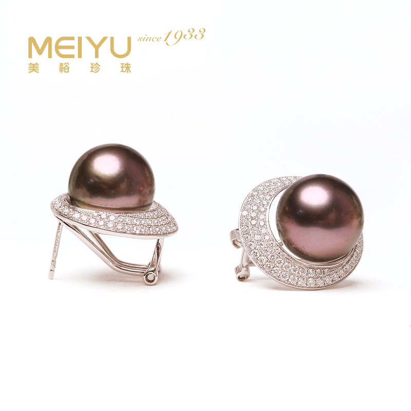 炫彩海南 金18k海水珍珠耳钉12-12.5mm 55425