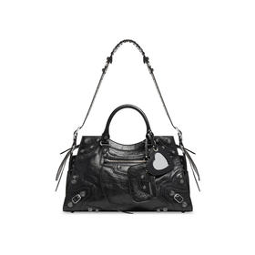 BALENCIAGA 巴黎世家 女士 Neo Cagole City 细纹羊皮革提挎包 黑色 700451 210B0 1000