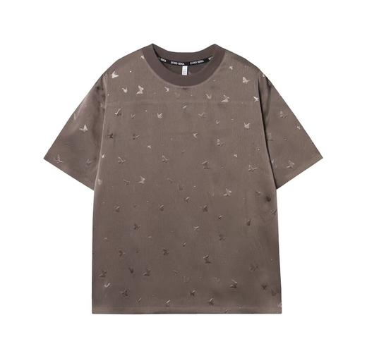 T750夏季新款钢印蝴蝶拼接男女短袖时尚百搭上衣潮流休闲宽松T恤 商品图0