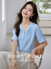 【专属特价】熙世界褶皱肌理感雪纺衬衫女夏2025新款优雅短袖小衫法式上衣 商品缩略图1