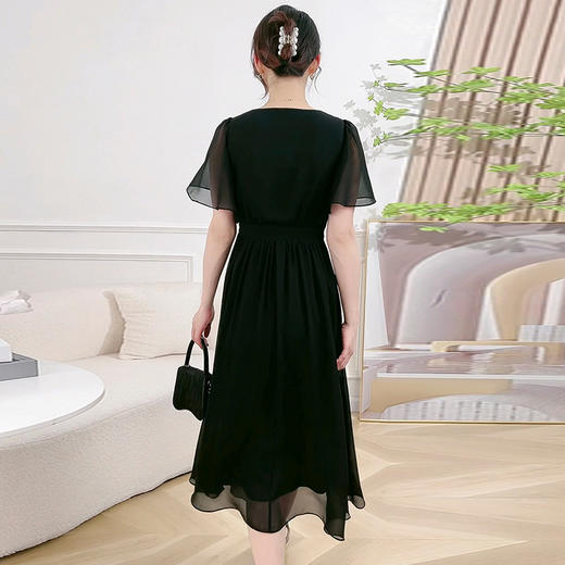 显瘦时尚雪纺裙，圆领荷叶袖连衣裙QYM-XQD-58B9155-L 商品图3