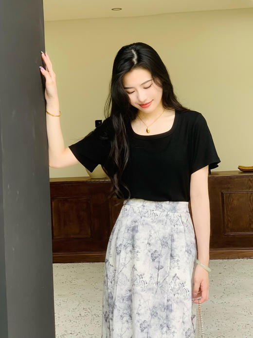 【百图lulu定制】【面膜方领T】 面膜质感  Q弹 柔软舒适 短袖 H版型 正肩短袖T恤 商品图5