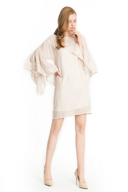 WEN&VI 藕粉色喇叭袖连衣裙 1726 商品图4