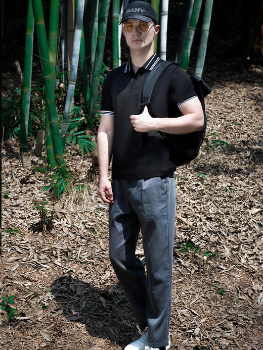 SANY翻领T恤310C-黑色 商品图2