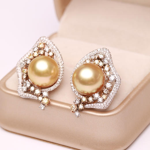 炫彩海南 金18K南洋珍珠耳钉12-12.5mm 95286 商品图1