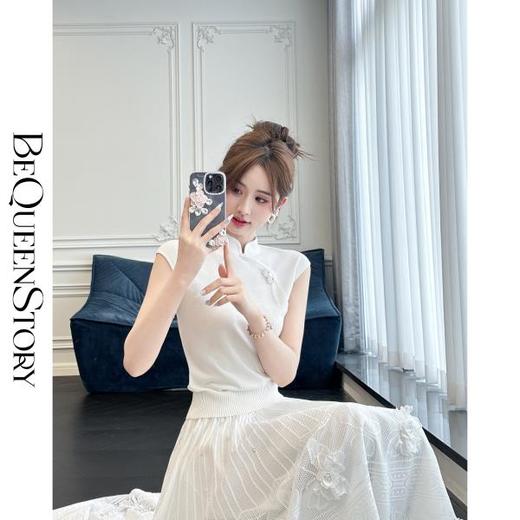 BeQueenStory【胭脂棠梨】时尚百搭雅韵国风新中式无袖上衣夏季 商品图2