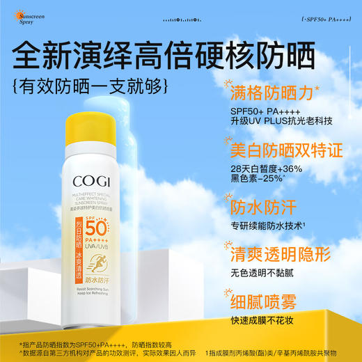 高姿多效特护美白防晒喷雾透明款小黄帽SPF50+PA++++120ml 商品图0