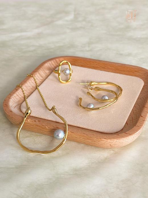 海水珍珠真多麻金属设计款项链~耳饰~戒指 商品图6