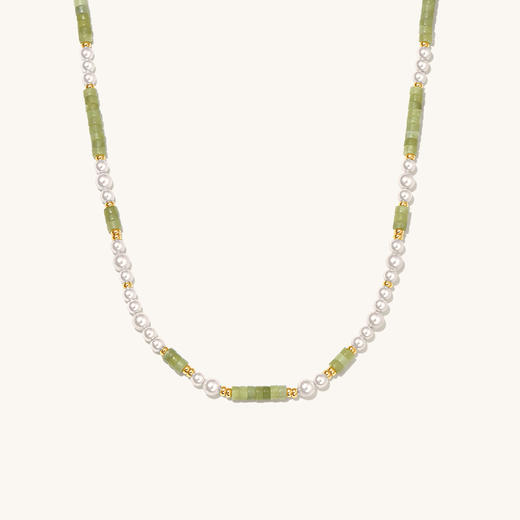 Onchic 柠檬玉串珠项链女天然玉石珍珠毛衣链小众设计感锁骨链 商品图6