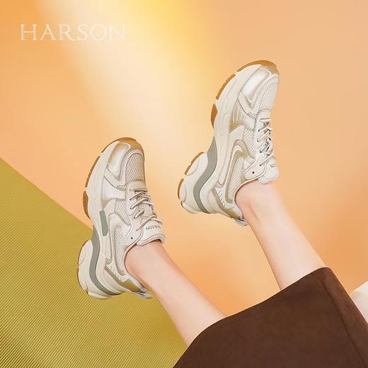 【HARSON】  B3F  |  哈森2024新款时尚潮流拼色厚底休 闲运动老爹鞋HC241601 商品图0