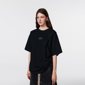 【2024SS新款】【Achock官方店】美式基础款logo刺绣圆领五分袖潮牌情侣短袖T恤