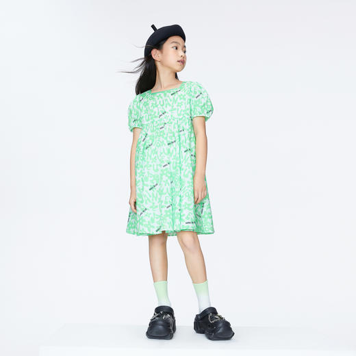 女童甜美印花裙短袖连衣裙裙子BLUE新款安奈儿童装实体店同款AG423827 商品图3