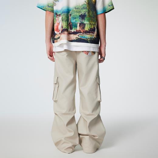 【2024SS新款】美式休闲大口袋褶皱工装长裤潮牌宽松直筒伞兵裤 商品图0