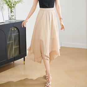 剩L 米思阳2025夏季新款优雅气质休闲风半身裙高腰修身设计感裙子1386