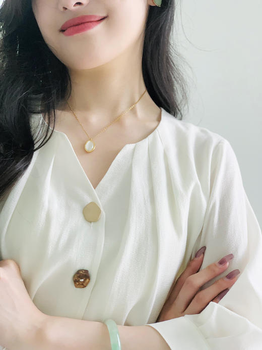 【百图lulu定制】【琥珀衬衫】法式气质  知性通勤  七分袖衬醋酸纤维 混纺 衫衬衣 商品图3