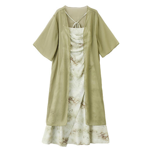 HRFS-87099夏上新气质时尚复古温柔风印花设计高级感吊带裙搭外衫两件套 商品图4