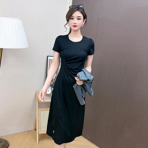 时尚内搭显瘦黑色短袖连衣裙，洋气牛仔马甲两件套QYM-YJ-24MD26-L 商品图2