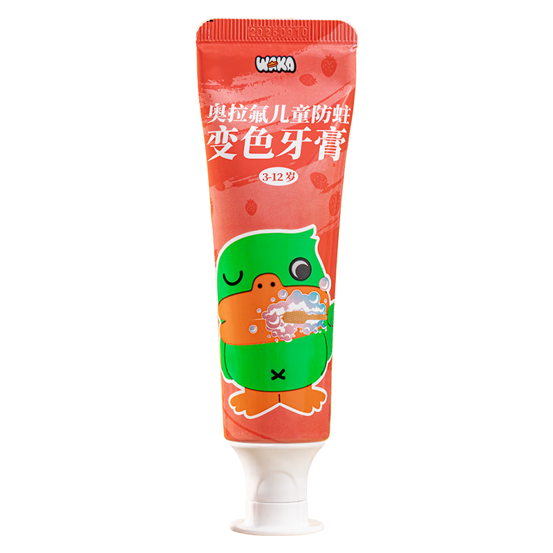 WAKA奥拉氟儿童防蛀变色牙膏(草莓味）