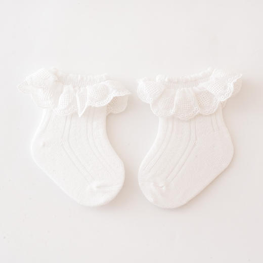 【2双装！可爱超萌宝宝花边袜】春季新品宝宝袜子蝴蝶结蕾丝花边袜女童公主袜白色舞蹈中筒袜 商品图5