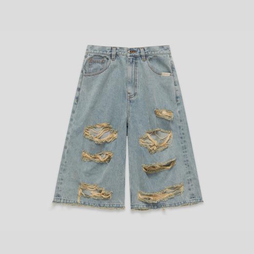 GOODBAI GOODEES破洞休闲牛仔七分裤 商品图1