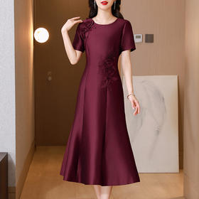 AHM-6831喜婆婆婚宴装旗袍礼服裙夏季新款妈妈装气质优雅红色连衣裙