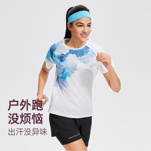 【折扣】科里芙新款7A抗菌印花圆领短袖跑步运动透气速干T袖夏季男女同款 商品图1