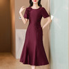 AHM-6831喜婆婆婚宴装旗袍礼服裙夏季新款妈妈装气质优雅红色连衣裙 商品缩略图3