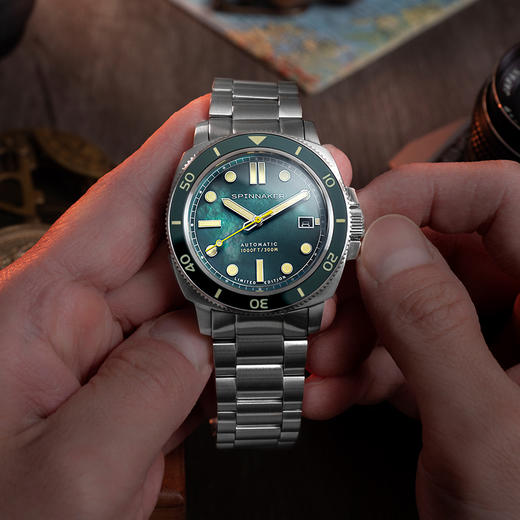 新款SPINNAKER三角帆天然贝母盘自动机械手表限量版夜光防水5106 商品图0