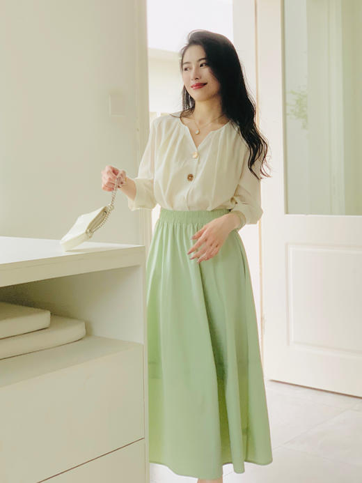 【百图lulu定制】【琥珀衬衫】法式气质  知性通勤  七分袖衬醋酸纤维 混纺 衫衬衣 商品图1