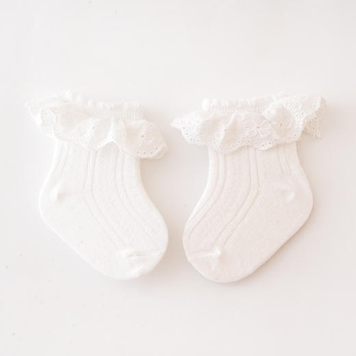 【2双装！可爱超萌宝宝花边袜】春季新品宝宝袜子蝴蝶结蕾丝花边袜女童公主袜白色舞蹈中筒袜 商品图6