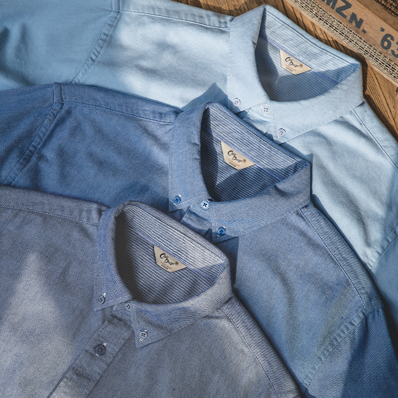 工装优选复古磨毛长袖薄衬衫牛津纺纯棉休闲外穿衬衣打底衫男春