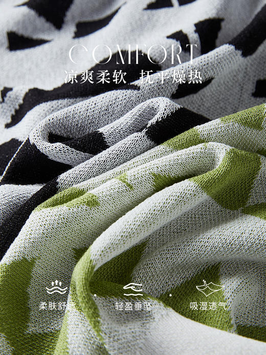 【专属特价】熙世界小香风撞色提花V领针织衫短袖薄款冰丝上衣2025夏装新款 商品图4