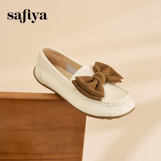 Safiya/索菲娅2023新款春夏浅口低跟真皮蝴蝶结平底休闲单鞋SF31112435 商品图2