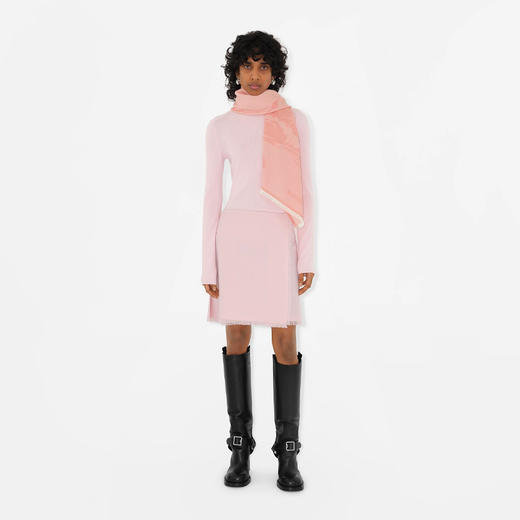 BURBERRY 巴宝莉 男女通用马术骑士徽标羊毛羊绒混纺围巾 粉色 8084891 A4470 商品图3