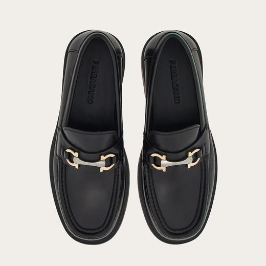 FERRAGAMO 菲拉格慕 男士 Gancini 扣饰莫卡辛鞋 黑色 768108 商品图3