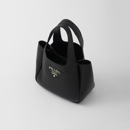 PRADA 普拉达 女士金属刻字徽标皮革手提包 黑色 1BA349 2DKV F0002 OOO 商品图1