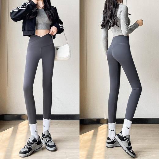 「交叉腰设计！亲肤无痕」鲨鱼裤春秋季外穿芭比长裤 交叉高腰收腹提臀修身显瘦女士紧身打底裤下装 商品图1