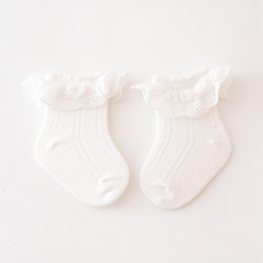 【2双装！可爱超萌宝宝花边袜】春季新品宝宝袜子蝴蝶结蕾丝花边袜女童公主袜白色舞蹈中筒袜 商品图7