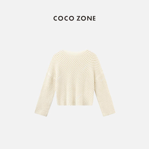 COCO ZONE2024时尚镂空设计毛针织衫早春百搭套头毛衣CC1A0463 商品图1