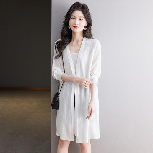 CC13-6822夏季防晒衣女2024新款宽松白色洋气休闲中长款垂感透气冰丝上衣薄 商品图0