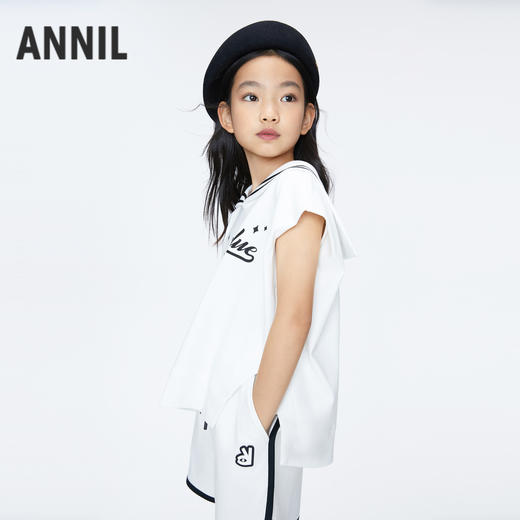 女童酷飒海军领背心上衣BLUE新款安奈儿童装实体店同款AG422616 商品图2