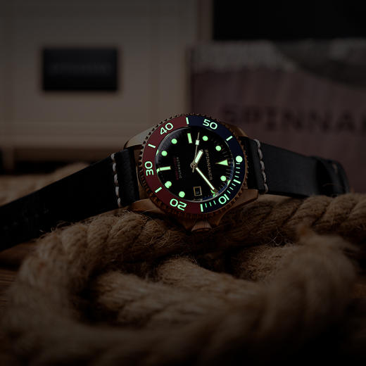 新款SPINNAKER三角帆青铜双色陶瓷圈自动机械手表夜光潜水5060 商品图5