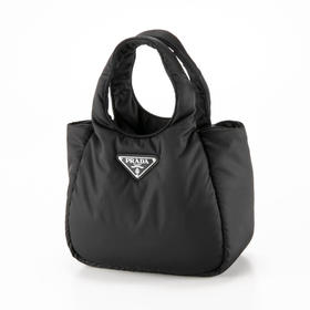 【一】PRADA 普拉达 女士尼龙珐琅三角形金属徽标手提包 黑色 1BG412 RCCJ F0002 OVM