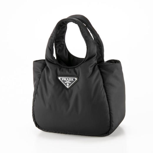 【一】PRADA 普拉达 女士尼龙珐琅三角形金属徽标手提包 黑色 1BG412 RCCJ F0002 OVM 商品图0