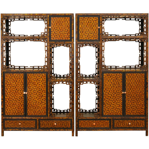 二十世纪 紫檀嵌湘妃竹博古柜（一对） 商品图5